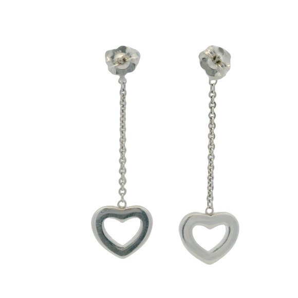 Tiffany & Co Retired 925 Sterling Silver Open Heart Drop/Dangle Chain Earrings - Picture 3 of 5